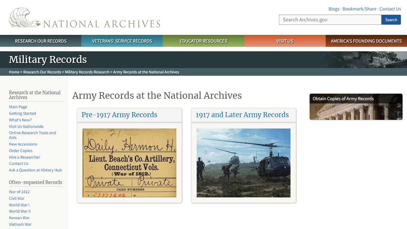 Army Records at the National Archives | National Archives